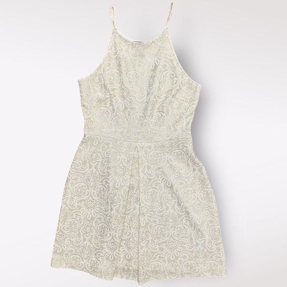 Aqua‎ Gold Batik Patterned Mini Short Dress Size S White Party Holiday - Picture 1 of 7